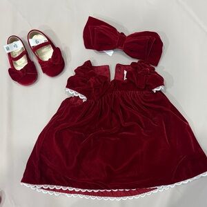Jane & Jack Red Velvet Dress Set